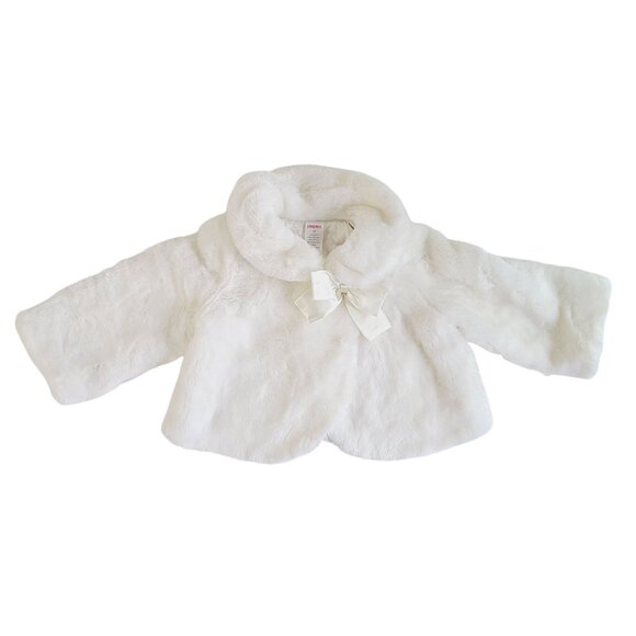 Gymboree Faux Fur Coat With Satin Bow & Button Closure Size 2T Party Church - Picture 1 of 8